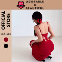 [Ảnh Thật] Đầm Midi Thun Hai Dây Bướm Đuôi Cá Hàng Nhập, Đầm Body Bướm Hở Lưng Đỏ Đen Cao Cấp [AdorablexBeautiful]