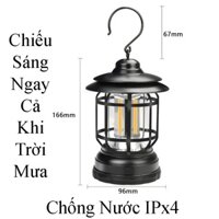 [Ảnh thật] Đèn Cắm Trại Dã Ngoại Du Lịch Cổ Điển L17 Dùng Pin, Đèn Lồng Có Móc Treo