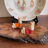 [Ảnh Thật] Đĩa Gác Đũa Thỏ Peter Rabbit - Gốm Nhật 2hand