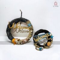 [ẢNH THẬT-ĐỒ HANDMADE] Vòng treo cửa welcome chủ đề biển nửa vòng vải bố