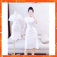 [ẢNH THẬT] ( ĐỒ NỮ ĐẸP ) ĐẦM BODY TRẮNG XẾP LY TÙNG CAO CẤP