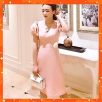 [ẢNH THẬT] ( ĐỒ NỮ ĐẸP ) ĐẦM BODY TAY PHỒNG EO CÀI HOA VẢI ĐŨI