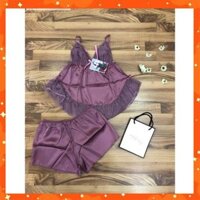 [ẢNH THẬT] ( ĐỒ NỮ ĐẸP ) ĐỒ BỘ NGỦ QUẦN ĐÙI VIỀN REN PHI LỤA