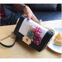 ẢNH THẬT [freeship từ 99k] Túi xách đeo chéo hoa trà, khóa hình giọt lệ hot 2019