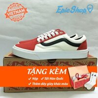 (Ảnh thật+Full box) Giày Old Skool phối màu đỏ trắng kẻ đen