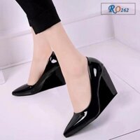 [ẢNH THẬT] Giày cao gót nữ công sở, da bóng cao cấp ROSATA RO262 7p đế xuồng - đen, nâu - HÀNG VIỆT NAM - BKSTORE VN