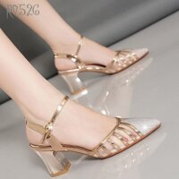 [ẢNH THẬT] Giày cao gót nữ phối lưới, kim tuyến ROSATA RO526 - 6p - Chì, Đồng - BKSTORE