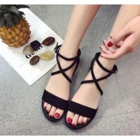 (ẢNH THẬT) Giày Sandal đế bệt bản ngang dây chéo DB003