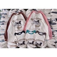 (ảnh thật) hàng có sẵn áo thun dài tay hoạ tiết trẻ rung