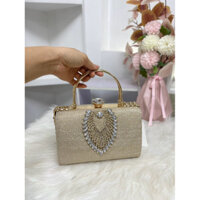 ẢNH THẬT - HÀNG SẴN - Túi xách trung niên quai kiềng đính đá kim sa bà xui sang trọng 992