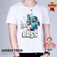 Ảnh Thật Hot Áo Thun Minecraft Like a Boss Siêu Đẹp - Áo Minecraft Tshirt MC13 - M