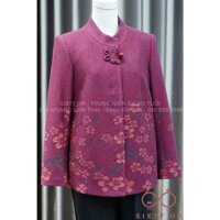 [ẢNH THẬT KÈM VIDEO] Áo khoác dạ dệt lót lụa cổ tàu khuy cài dệt hoa trung niên và cao tuổi tặng mẹ và bà A133