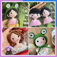 (Ảnh thật) móc khoá Búp bê  Nhồi Bông Bằng Len Làm Quà Tặng - Thú Bông Len Handmade Đan Móc Thủ Công.