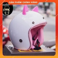 [ẢNH THẬT] NÓN BẢO HIỂM 3/4 NTMAX TẶNG KÈM TAI THÚ NHỰA CAO CẤP (TRẮNG LÓT HỒNG - TAI HỒNG) FREESHIP