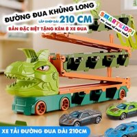 [Ảnh thật] - Ô tô đồ chơi khủng long hotwheels 3 tầng kèm 8 xe đua mini đường đua dài 210cm
