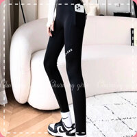 (ẢNH THẬT PHÍA SAU) Quần tập gym cạp cao thun cotton Quần legging chất dày dặn - MSP: TH034