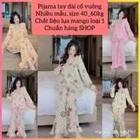 ẢNH THẬT pijama tay dài cổ vuông thiết kế mới nhất, size 40kg đến dưới 60kg, pijama nữ tay dài giá rẻ freeship, đồ bộ nữ