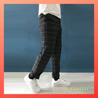 [ẢNH THẬT] Quần baggy caro AMBROSE AB04 Unisex nam nữ ống xuông, cotton co giãn 4 chiều thoáng mát, hot trend 2022