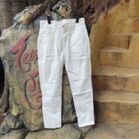 [Ảnh Thật ]Quần Jeans dài nam màu trắng rách gối dáng baggy vải mềm mại co dãn nhẹ không xù lông