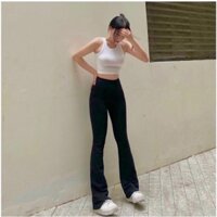 [ảnh thật] Quần ống loe - quần legging cạp cao tôn dáng chất cottong co dãn 4 chiều