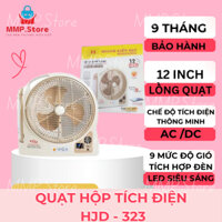 [Ảnh thật] Quạt sạc tích điện dạng hộp AC&DC 12 inch Honjianda FL323 - có đèn LED & USB - 1/2 BÌNH
