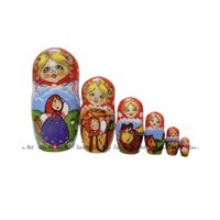 [Ảnh thật-Sẵn hàng] Bộ 6 búp bê Nga Matryoshka bằng gỗ - Cô bé Masha và chú gấu xiếc