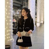 [ẢNH THẬT] SET 2 MÓN ÁO KHOÁC VIỀN REN KHUY ĐỒNG KÈM CHÂN VÁY CHỮ A S2MAKV