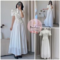 [Ảnh thật] Set áo gấm cổ tàu kèm chân váy voan midi vintage