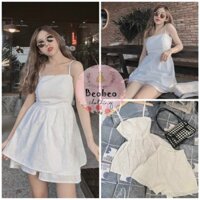 [Ảnh thật] Set áo peplum 2 dây xô hoa nhí kèm quần short phối lưng thun dễ thương