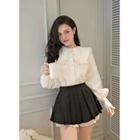 (ảnh thật) SET ÁO SƠ MI BÈO PHỐI REN VÀ CHÂN VÁY XẾP LY