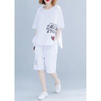 [ẢNH THẬT] SÉT bộ đồ nữ chất cotton mát mặc ở nhà, set hình in siêu cute, áo thun cánh dơi m
