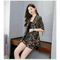 [Ảnh thật] Set Bộ Vest Hoa Nữ 3 Món Áo Và Quần Đùi Sang Trọng Hàng Tuyển Chọn ST4532