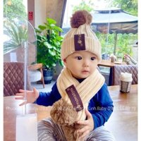 Ảnh thật - Set mũ khăn len dầy dặn ấm áp dành cho bé trai bé gái mùa đông mã T15