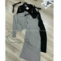 (ảnh thật) Sét váy 2 dây dáng dài ôm body sang chảnh kèm khoác cardigan tôn dáng co giãn 4 chiều