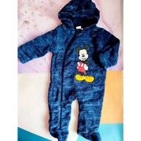 [ảnh thật shop chụp] bodysuit cho bé mùa đông Mickey xanh xuất Mỹ Disney Baby Sz 50-74cm cho bé 0-12 tháng tuổi