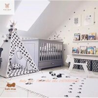 (Ảnh thật) Thảm vải Canvas trải sàn tua rua in hình bàn chân trang trí phòng ngủ, phòng chơi cho bé hàng nhập khẩu