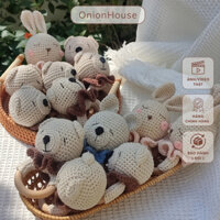 [Ảnh thật] Thú len gặm nướu cho bé sơ sinh, đồ chơi xúc giác handmade thủ công organic cho bé 0-6m