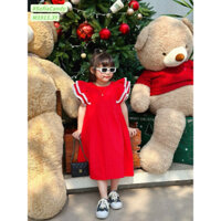 (Ảnh thật) Trang phục Tết/ Noel/ lễ hội cho bé. Đầm váy đỏ tiểu thư tay ren thêu sang chảnh cho bé 10-40kg