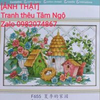 (Ảnh thật ) Tranh thêu chữ thập ngôi nhà mùa hè F655