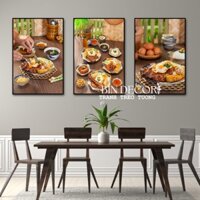 (ẢNH THẬT) Tranh treo tường cơm tấm 5 trang trí decor quán có sẵn khung kèm đinh