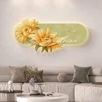 (ẢNH THẬT) Tranh treo tường đồng hồ đèn led hoa hướng dương 2 uv mặt mica sáng bóng