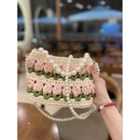 (Ảnh thật) Túi hoa tulip len sợi vải