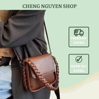 [ẢNH THẬT] Túi xách nữ da phối dây đeo tết bện thời trang Cheng Nguyen