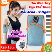 [Ảnh Thật-Vải Nỉ] Bao Túi Đeo Tay 2 Ngăn Đựng Điện Thoại Tập GYM Thể Thao