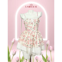 [Ảnh thật] Váy hoa nhí dáng xòe công chúa, Váy 2 dây, đầm tiểu thư 2 tầng xòe bồng dễ thương Umihouse C0103