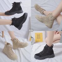 (Ảnh thật + Video) Giày boot nữ cổ cao cá tính lót lông bên trong ấm áp (E09)