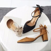 (Ảnh thật+Video) - ORDER Xăng đan da lột gót nơ hàng Quảng Châu