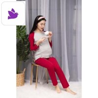 (ảnh thật) [video] Quần áo bầu, bộ mặc nhà bầu và sau sinh kéo khóa bé bú (apastore_official)