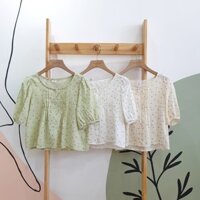 [ẢNH THẬT}Áo Babydoll hoa nhí tay lỡ có nếp xếp ly ngực siêu xinh- Phù hợp cho mọi dáng, đáng yêu, dễ thương, thoáng mát