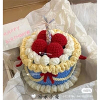 /ảnh thật/Bánh kem sinh nhật móc bằng len hình dâu tây🍓